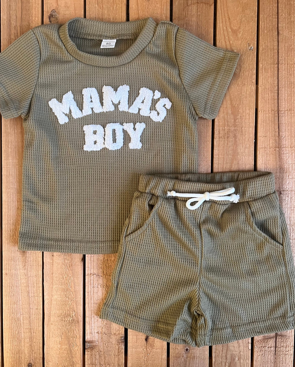 Olive Waffle Knit Mama’s Boy Set