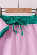 Pink color block Ringer Skorts Set