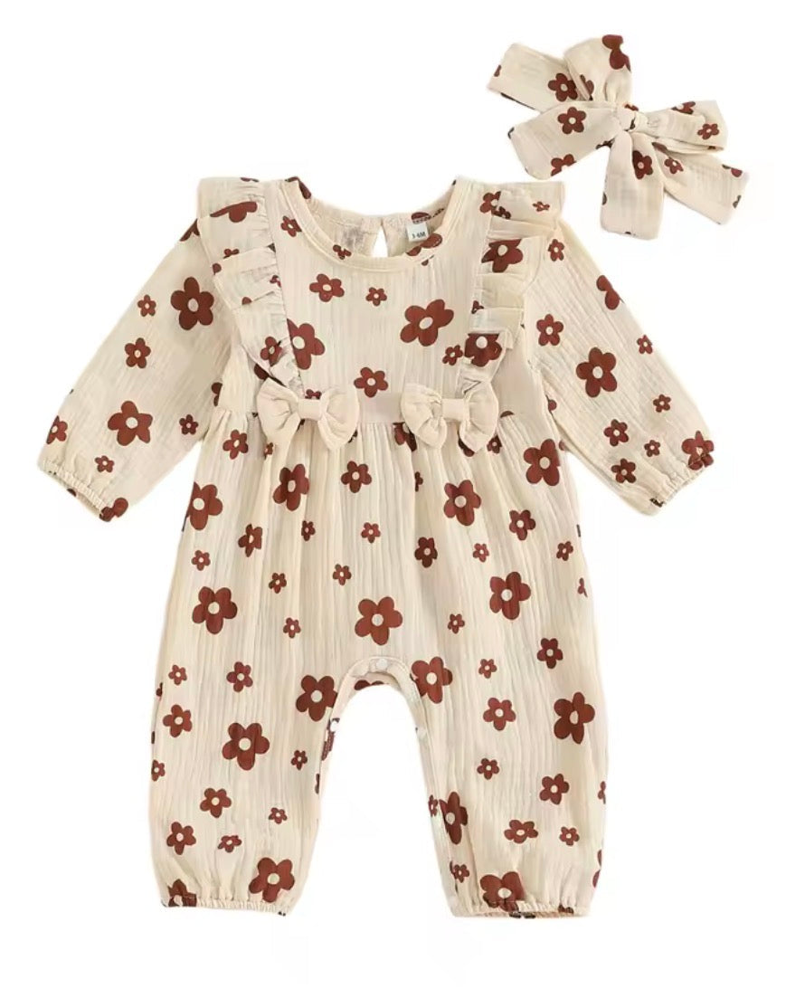 Neutral Flutter Shoulder Daisy Romper