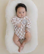 Checkered Smiley Latte Bubble Romper