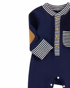 Navy Striped Pocket Romper