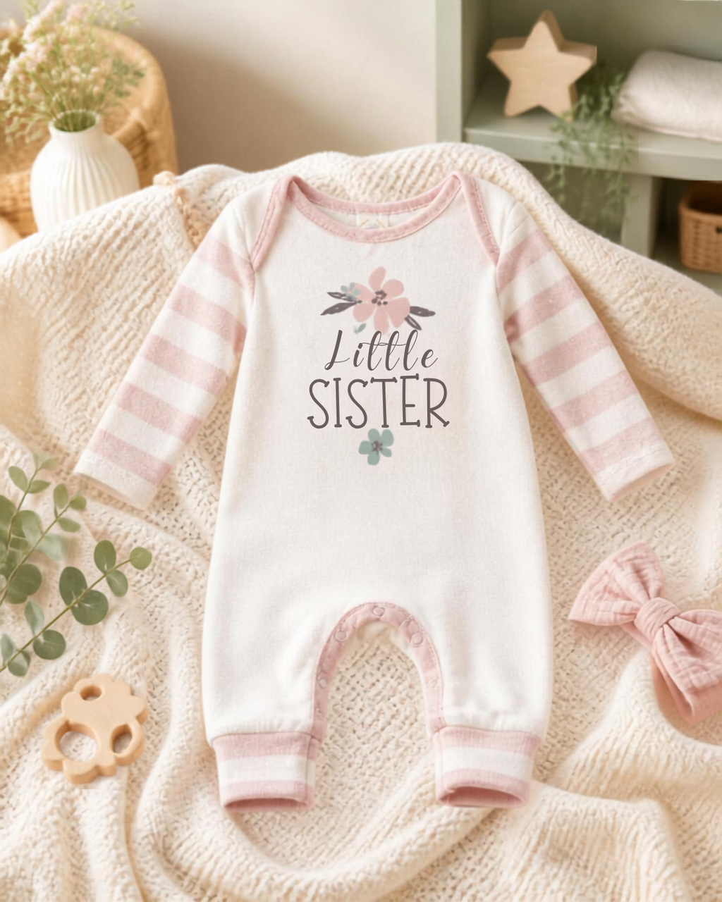 Little Sister Cotton Romper- Baby Girl