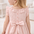 Eyelet Girl's Cotton Dress for Special Occasions - Pink