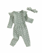 Mint Flutter Sleeve Floral Set