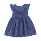 Eyelet Ruffle Dress Cotton Blue Embroidered- Breezy, Sweet & Picture‑Perfect