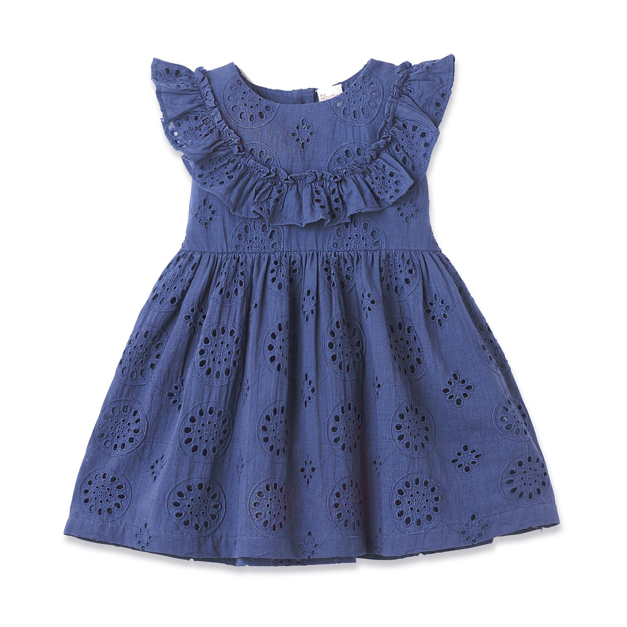 Eyelet Ruffle Dress Cotton Blue Embroidered- Breezy, Sweet & Picture‑Perfect