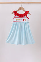 Blue Apple Pencil Embroidered Dress