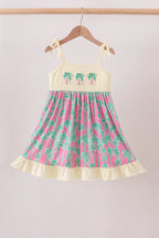 Palm Tree Embroidered Dress