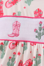 Pink Boots Smocked Dress
