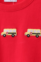 Red School bus Applique Set