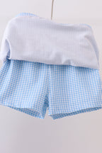 Blue Scalloped Apple Bow Skorts Set